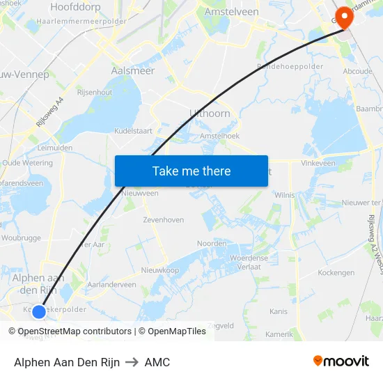 Alphen Aan Den Rijn to AMC map