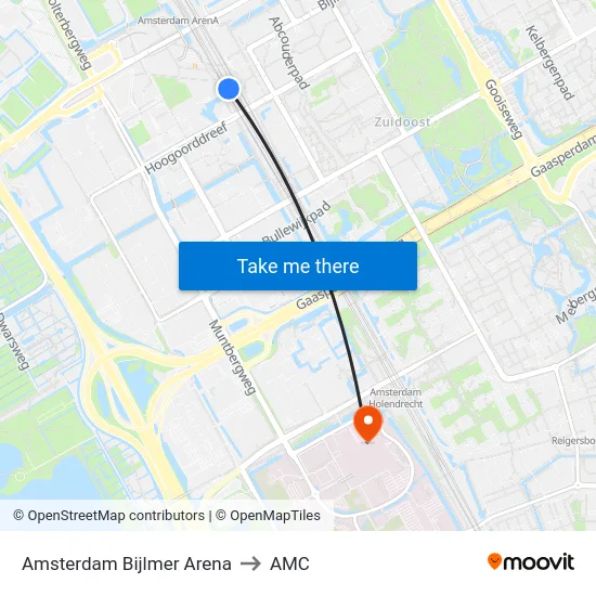 Amsterdam Bijlmer Arena to AMC map