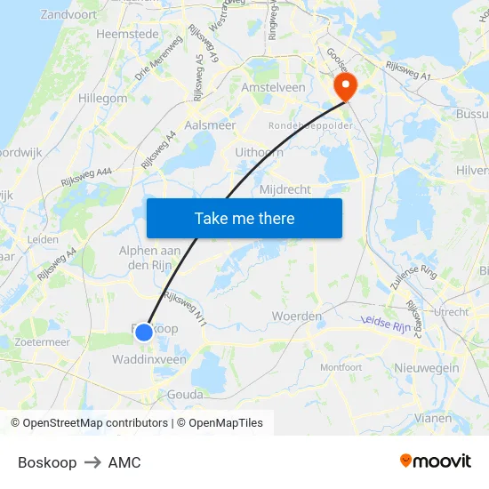 Boskoop to AMC map