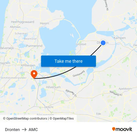 Dronten to AMC map