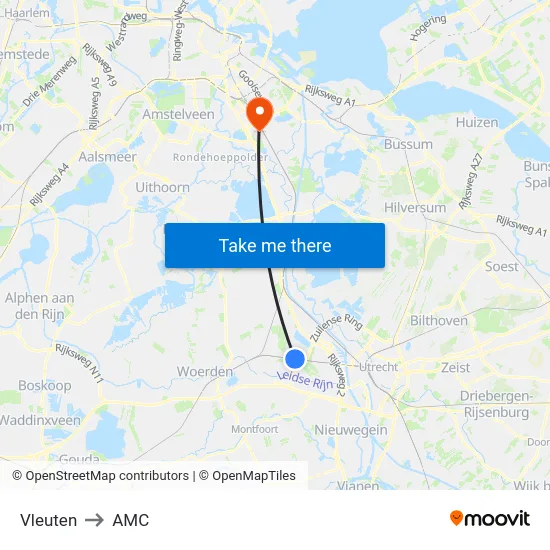 Vleuten to AMC map
