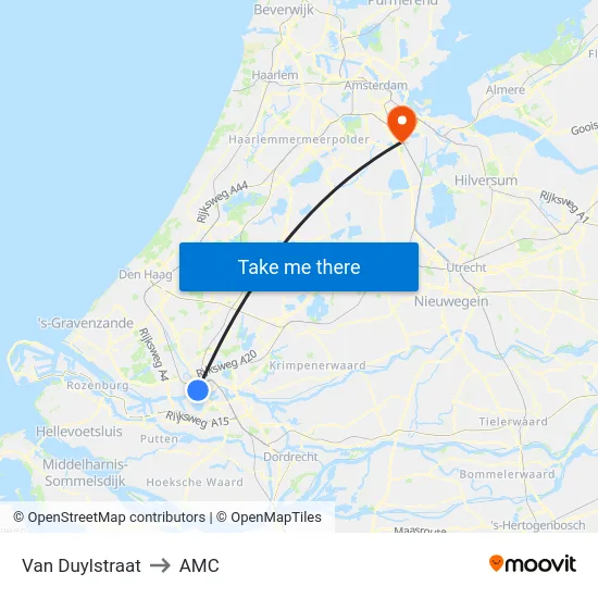 Van Duylstraat to AMC map