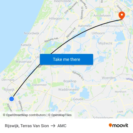 Rijswijk, Terras Van Sion to AMC map