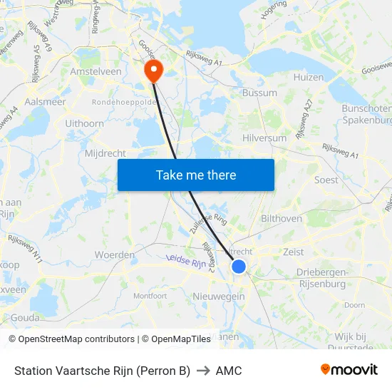 Station Vaartsche Rijn (Perron B) to AMC map