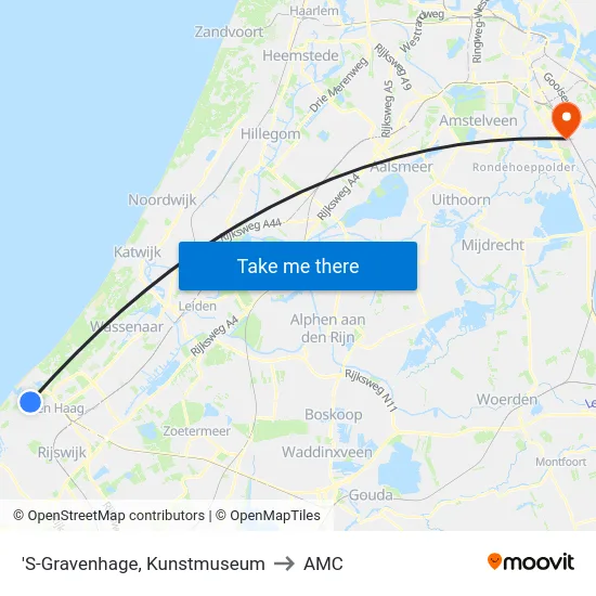 'S-Gravenhage, Kunstmuseum to AMC map