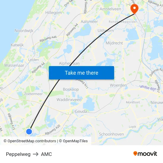 Peppelweg to AMC map