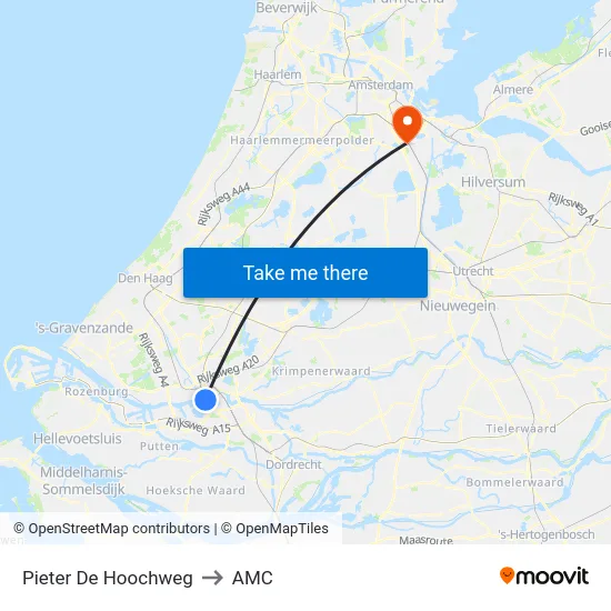 Pieter De Hoochweg to AMC map