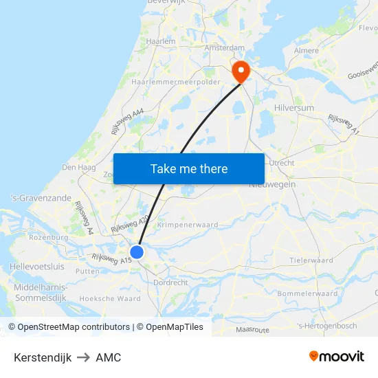 Kerstendijk to AMC map