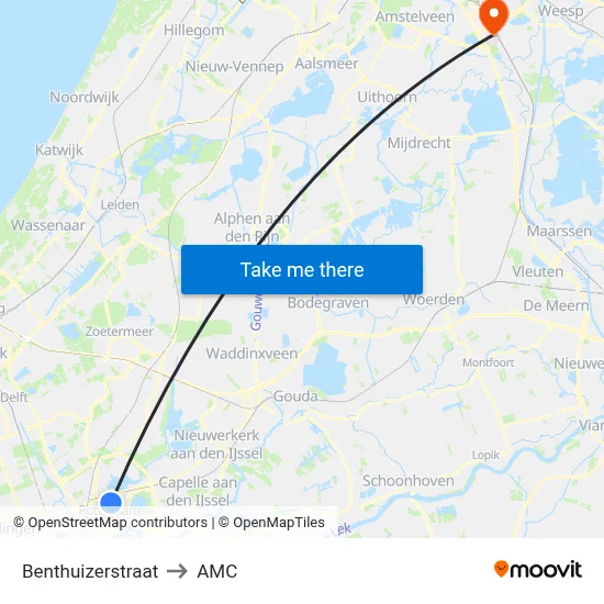 Benthuizerstraat to AMC map