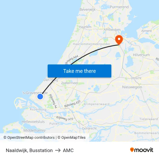 Naaldwijk, Busstation to AMC map