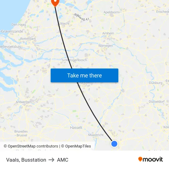 Vaals, Busstation to AMC map