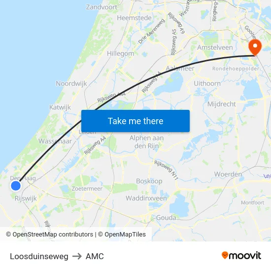 Loosduinseweg to AMC map