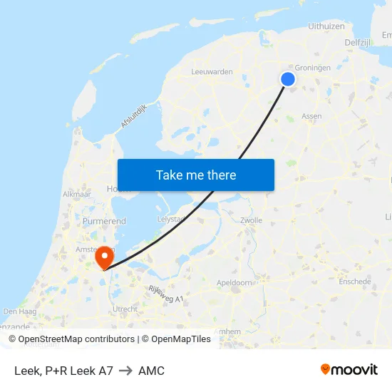 Leek, P+R Leek A7 to AMC map