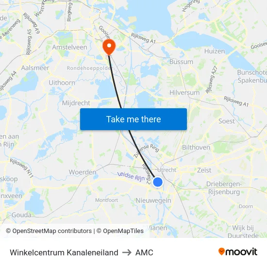 Winkelcentrum Kanaleneiland to AMC map