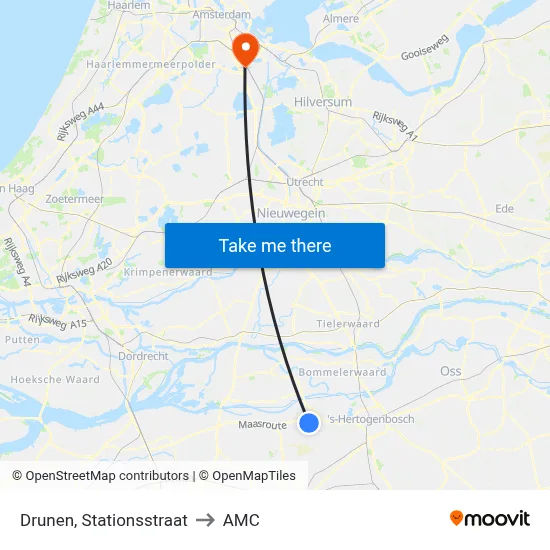 Drunen, Stationsstraat to AMC map