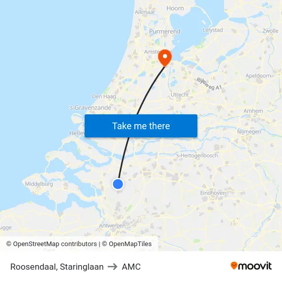 Roosendaal, Staringlaan to AMC map