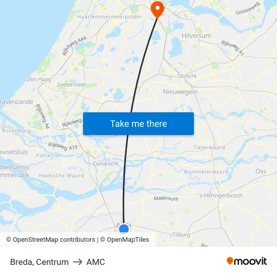 Breda, Centrum to AMC map