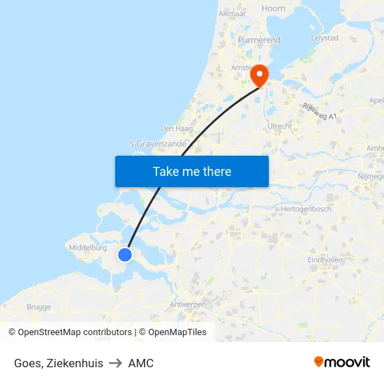 Goes, Ziekenhuis to AMC map