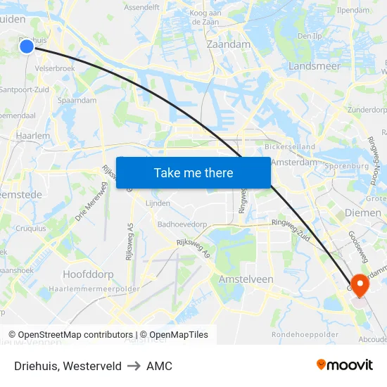 Driehuis, Westerveld to AMC map