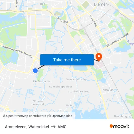 Amstelveen, Watercirkel to AMC map