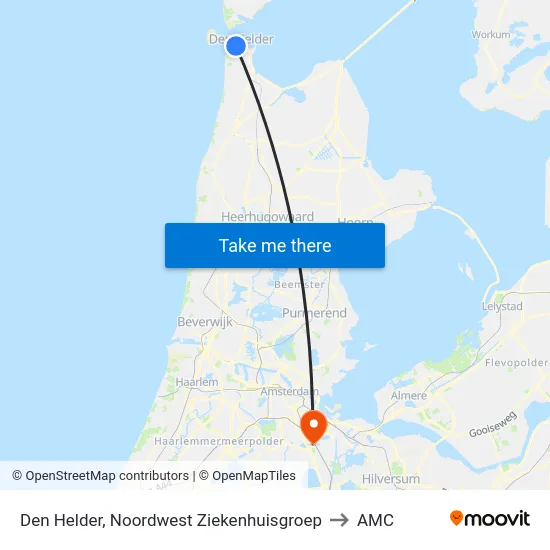 Den Helder, Noordwest Ziekenhuisgroep to AMC map
