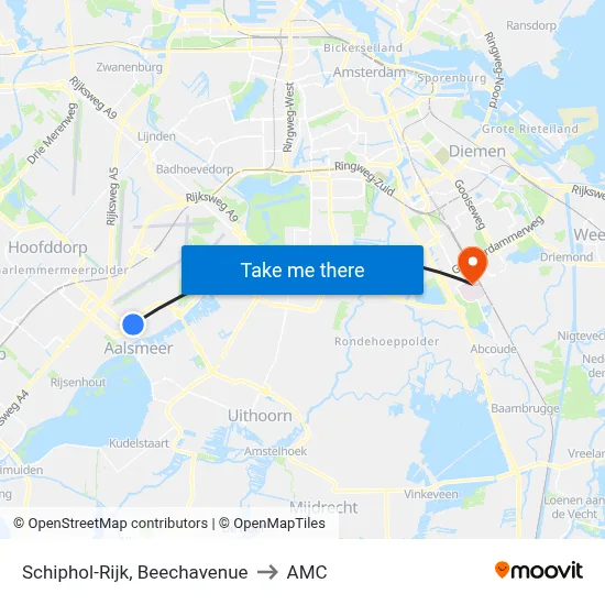 Schiphol-Rijk, Beechavenue to AMC map