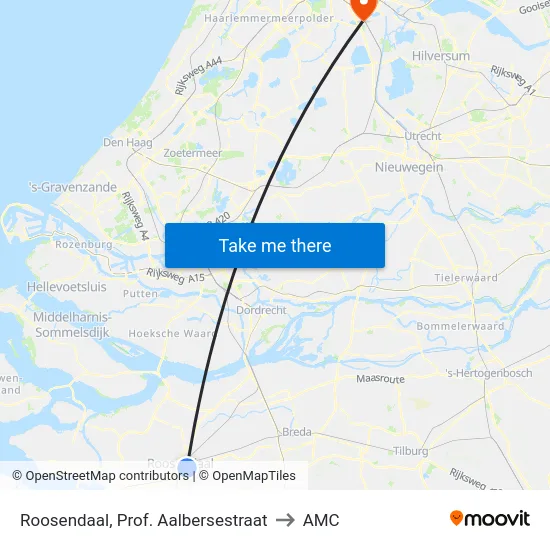 Roosendaal, Prof. Aalbersestraat to AMC map