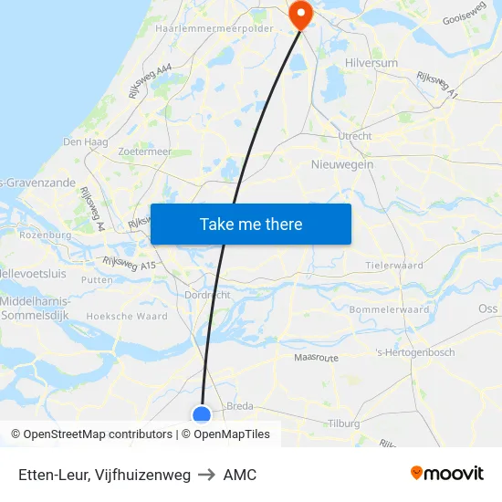 Etten-Leur, Vijfhuizenweg to AMC map
