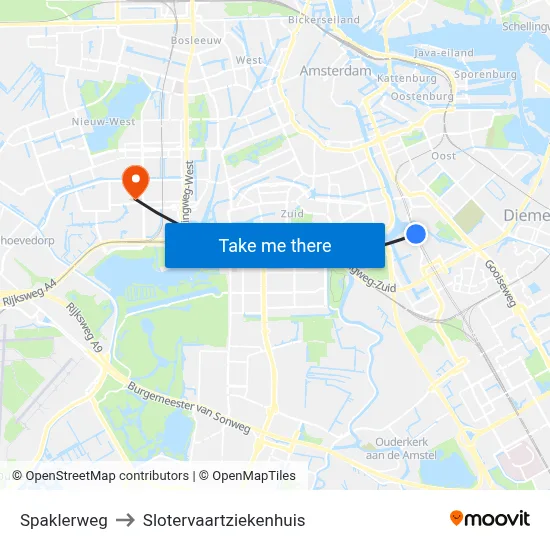 Spaklerweg to Slotervaartziekenhuis map