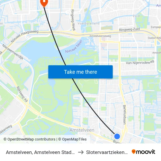 Amstelveen, Amstelveen Stadshart to Slotervaartziekenhuis map