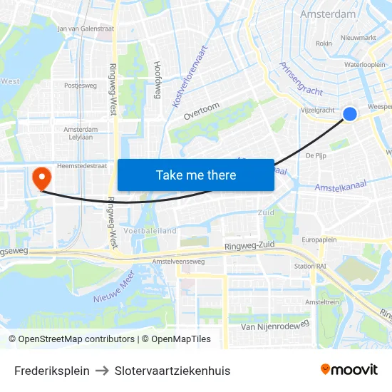 Frederiksplein to Slotervaartziekenhuis map