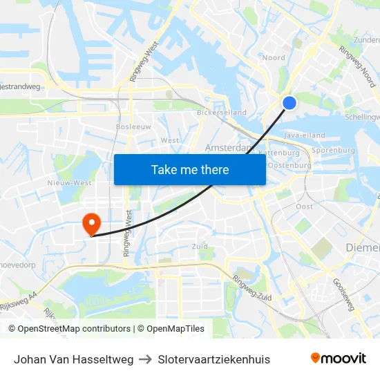 Johan Van Hasseltweg to Slotervaartziekenhuis map
