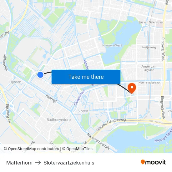 Matterhorn to Slotervaartziekenhuis map