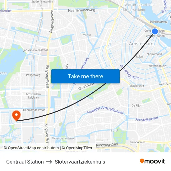Centraal Station to Slotervaartziekenhuis map