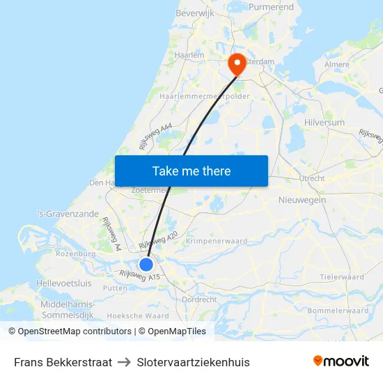Frans Bekkerstraat to Slotervaartziekenhuis map