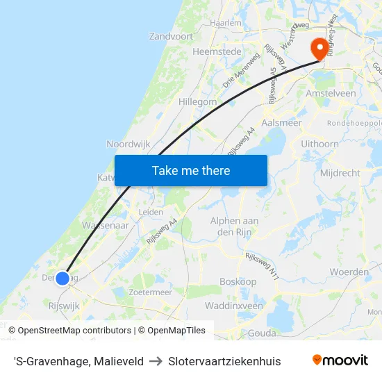 'S-Gravenhage, Malieveld to Slotervaartziekenhuis map
