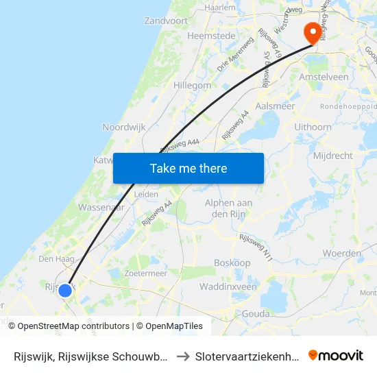 Rijswijk, Rijswijkse Schouwburg to Slotervaartziekenhuis map
