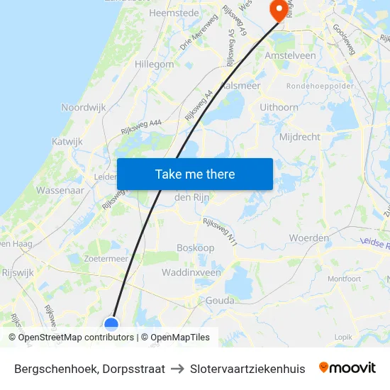 Bergschenhoek, Dorpsstraat to Slotervaartziekenhuis map