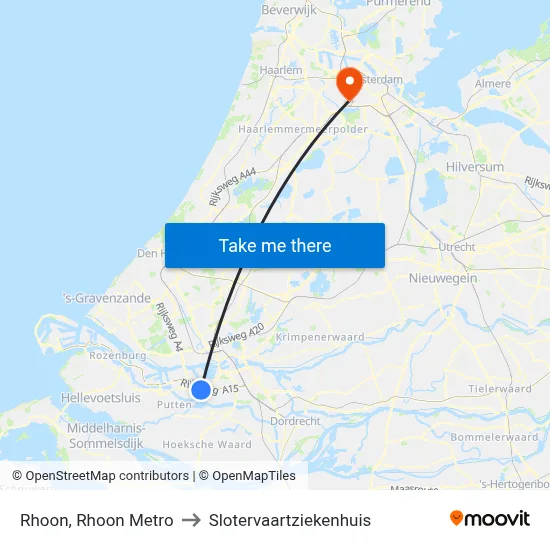 Rhoon, Rhoon Metro to Slotervaartziekenhuis map