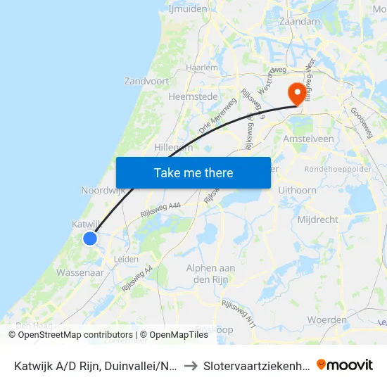 Katwijk A/D Rijn, Duinvallei/N206 to Slotervaartziekenhuis map