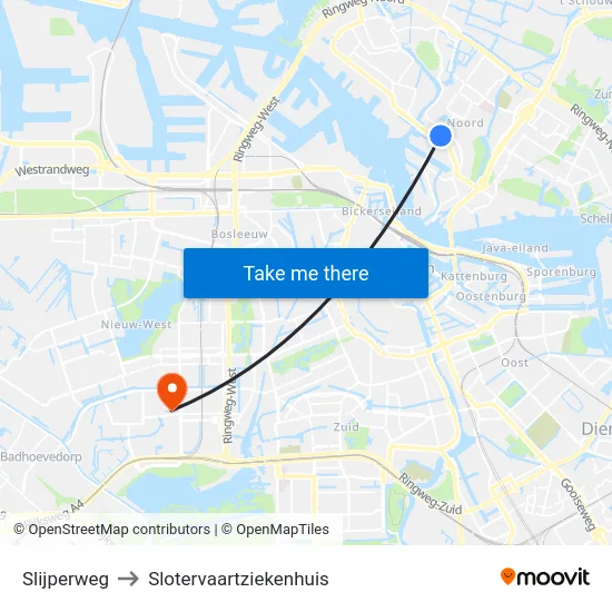 Slijperweg to Slotervaartziekenhuis map