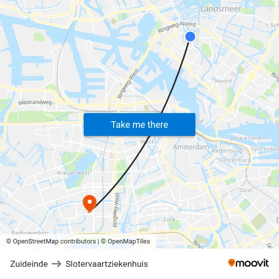 Zuideinde to Slotervaartziekenhuis map