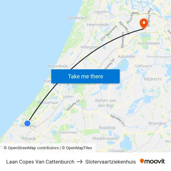 Laan Copes Van Cattenburch to Slotervaartziekenhuis map