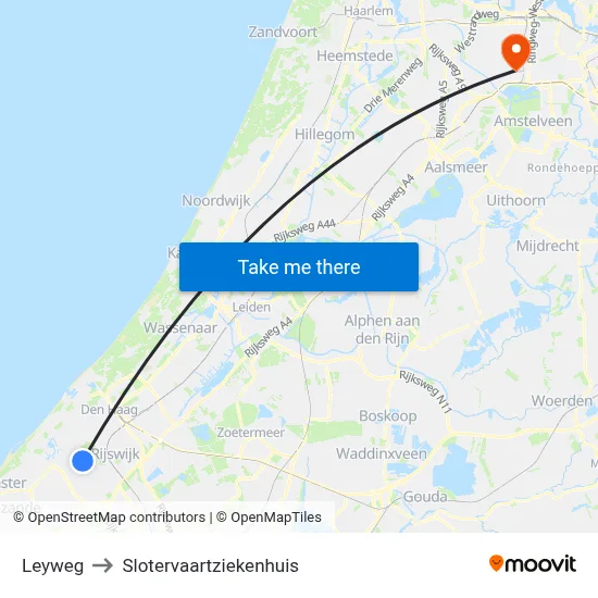Leyweg to Slotervaartziekenhuis map