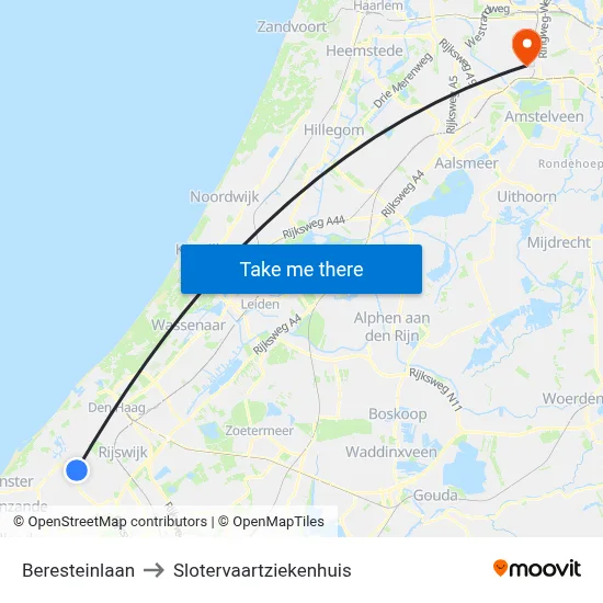 Beresteinlaan to Slotervaartziekenhuis map