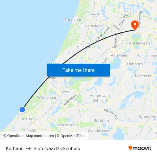 Kurhaus to Slotervaartziekenhuis map