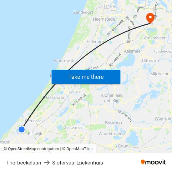 Thorbeckelaan to Slotervaartziekenhuis map