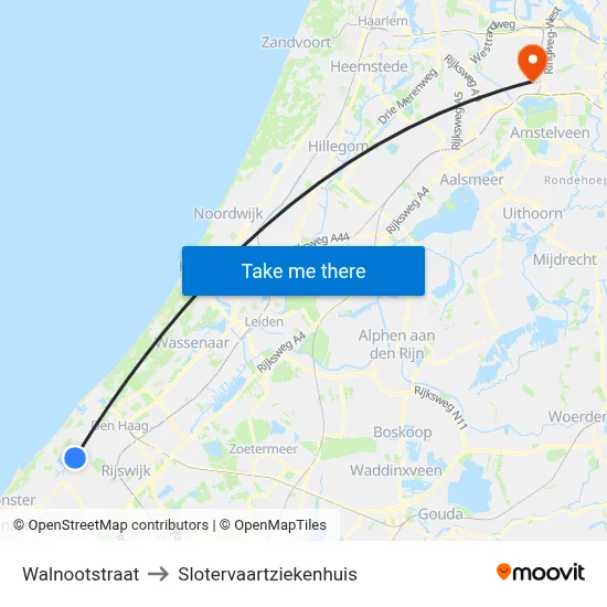 Walnootstraat to Slotervaartziekenhuis map