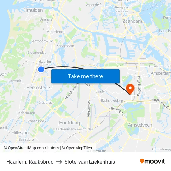 Haarlem, Raaksbrug to Slotervaartziekenhuis map