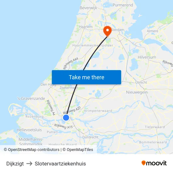 Dijkzigt to Slotervaartziekenhuis map